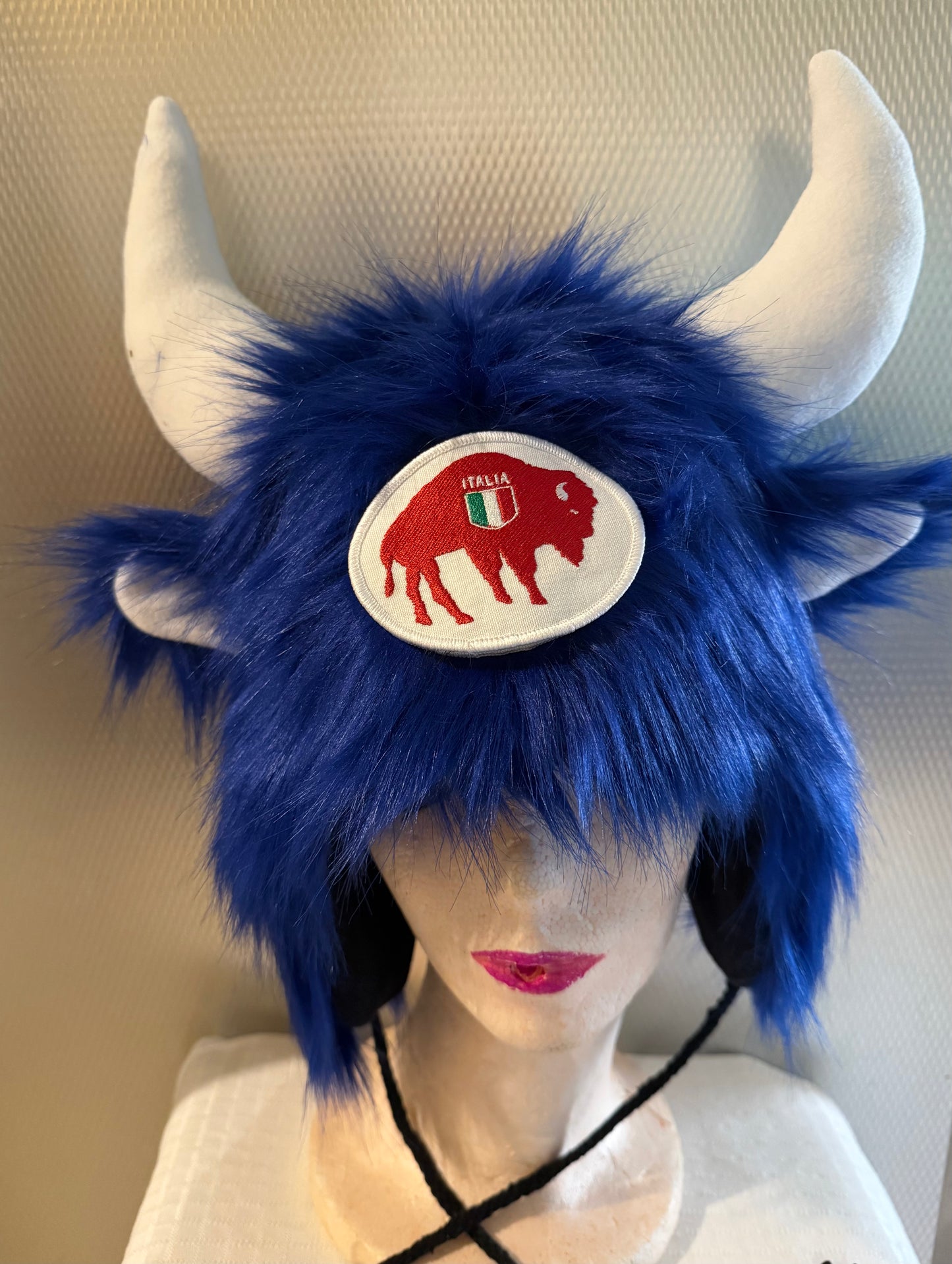 Blue low profile hat with fleece lining