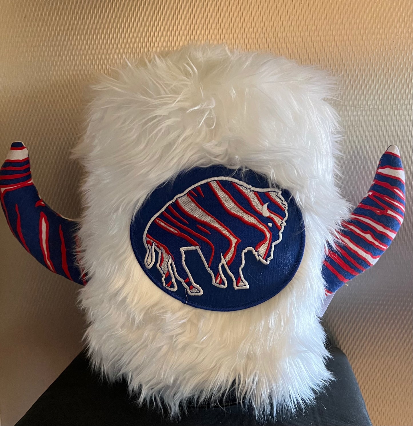 Deluxe Hat with red, white and blue striped patch(fur and horn color options available)