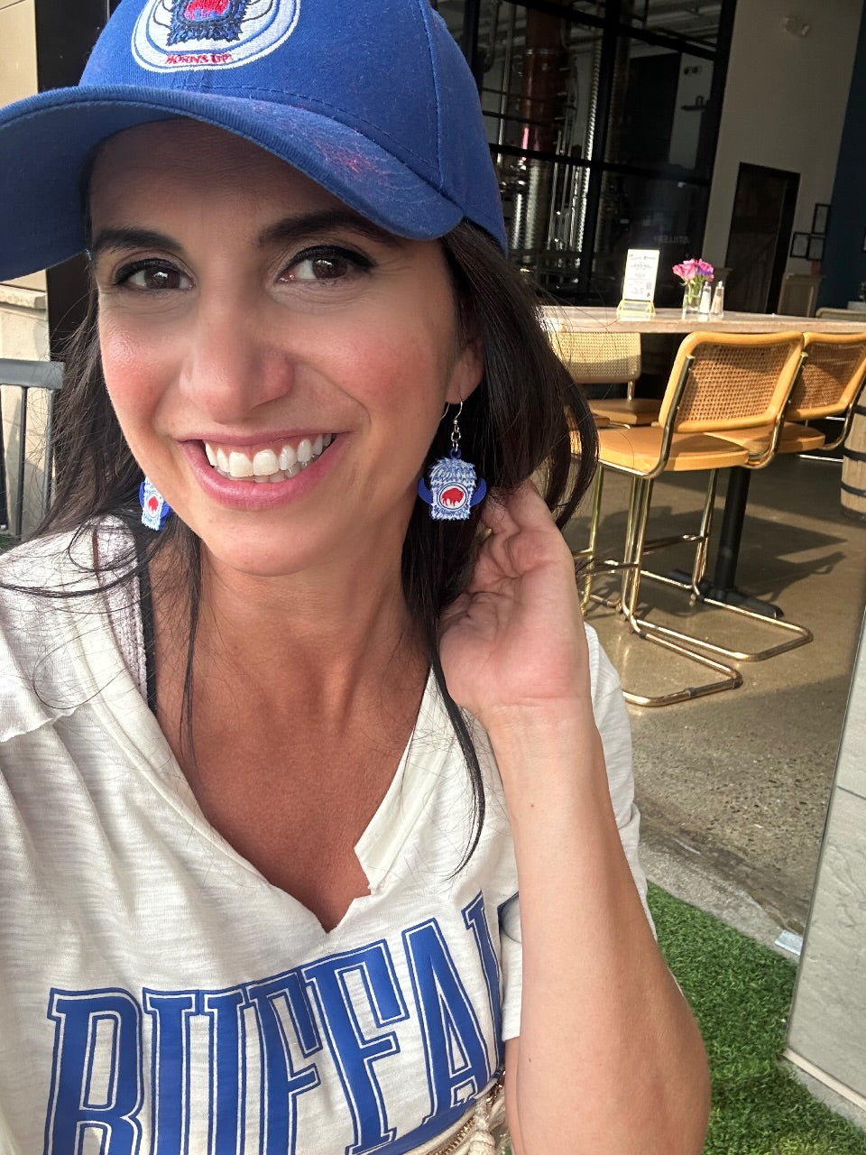 Earrings - 1" double sided 3D printed flat WBC hat(various colors)