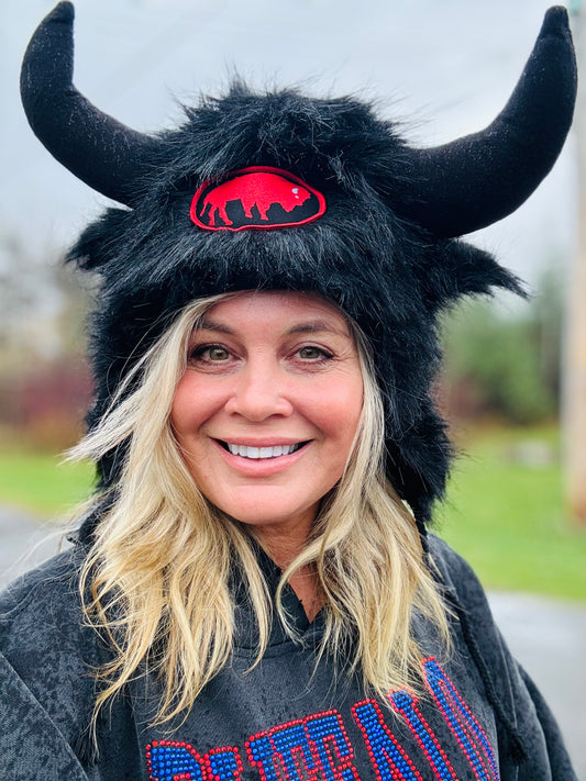 Buffalo hat with horns on sale